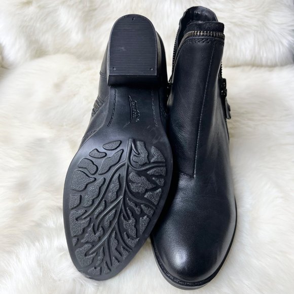 NEW Earth Hawthorne Black Leather Ankle Boots Size 7 Booties - Picture 7 of 13